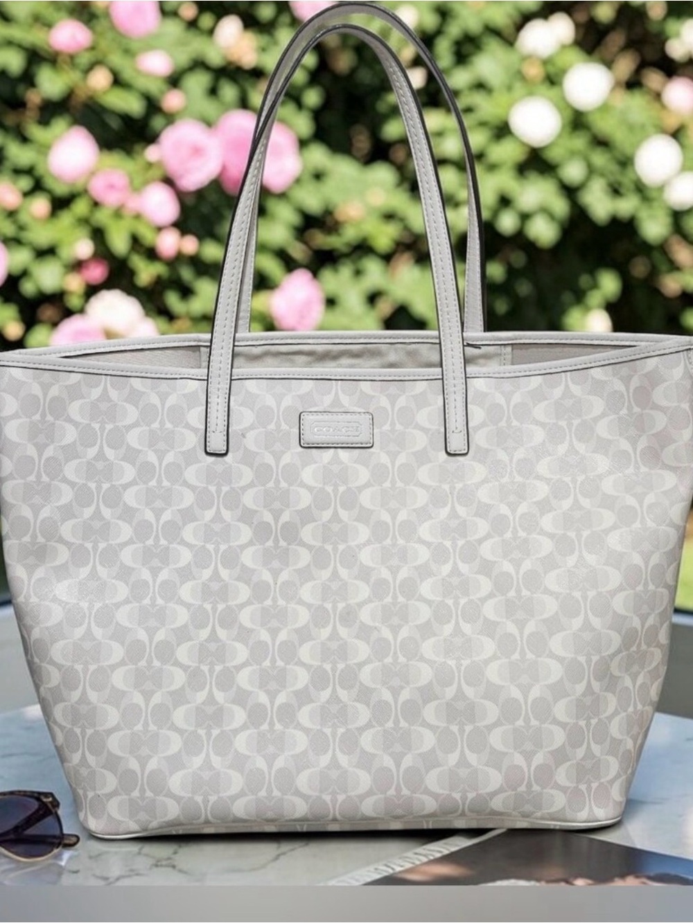 Coach Park Metro Dream Structured White Patterned Tote Bag with Top Handles - Picture 3 of 9